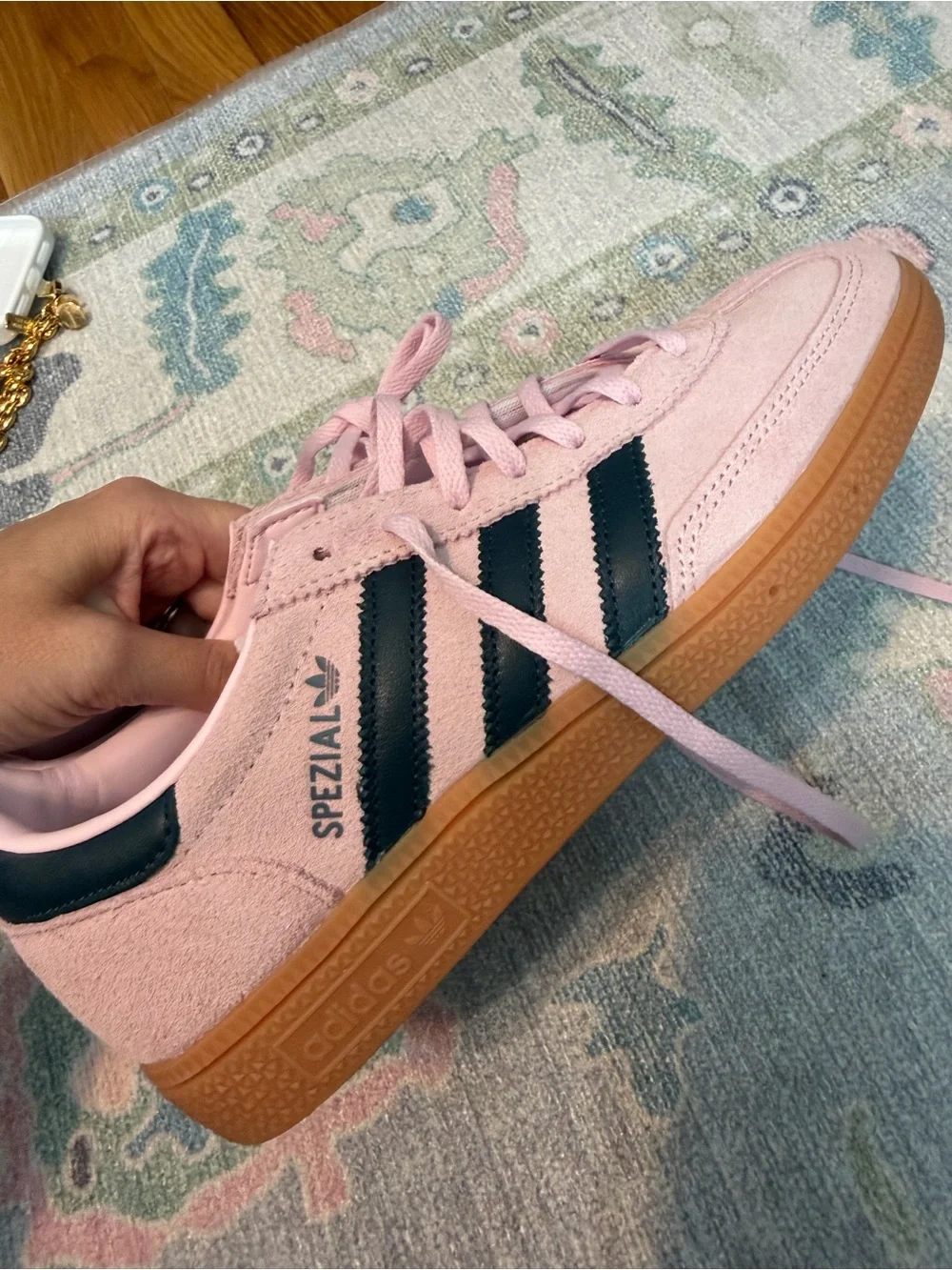 adidas Pink and Black Spezial Suede Sneakers with Gum Sole size 8!